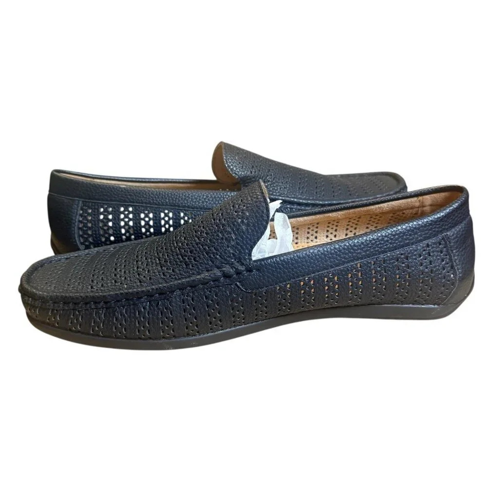 Montique Men's Black Weave Pattern Fashion Loafers Shoes Size 9.5 S22